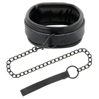 Collier BDSM de posture avec laisse chaîne noir - Darkness