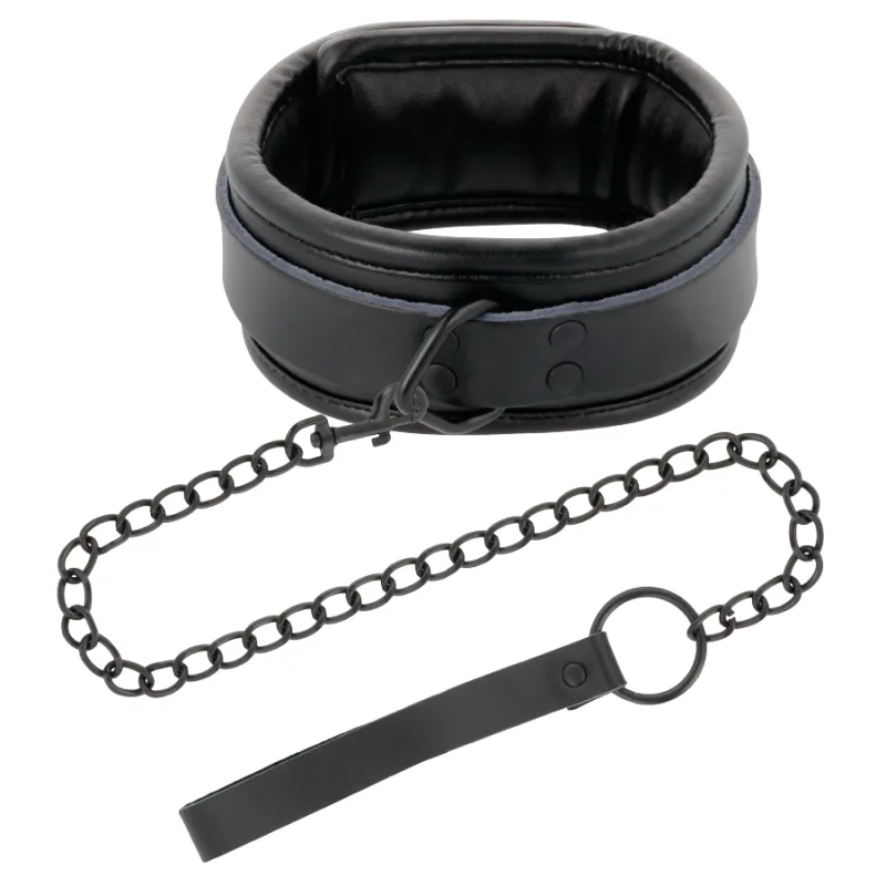 Collier BDSM de posture avec laisse chaîne noir - Darkness