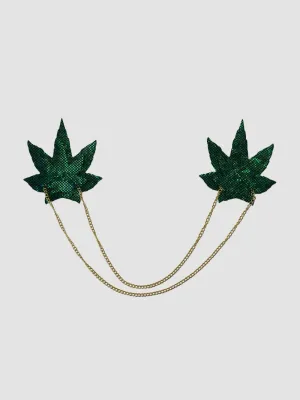 Cache-tétons chaîne Green Weed