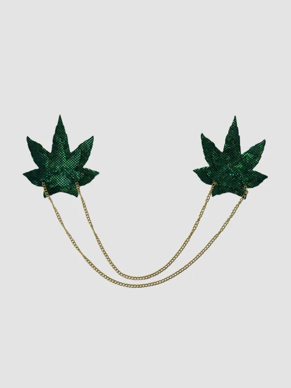 Cache-tétons chaîne Green Weed