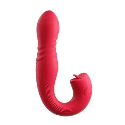 HoneyPlayBox - JOI Thrust 2 Capteur de Pression Contrôlé par App Vibrateur de Point G Poussant et Lécheur de Clitoris avec Langue Rouge