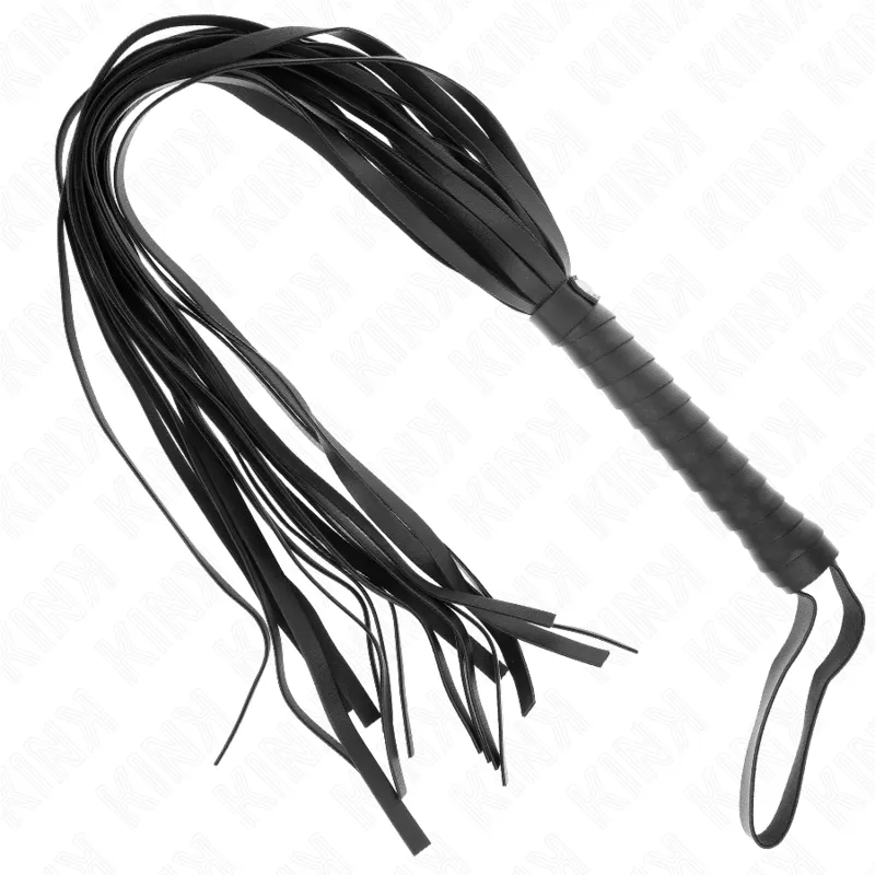 Fouet BDSM noir avec lanière de sécurité 70 cm - Kink