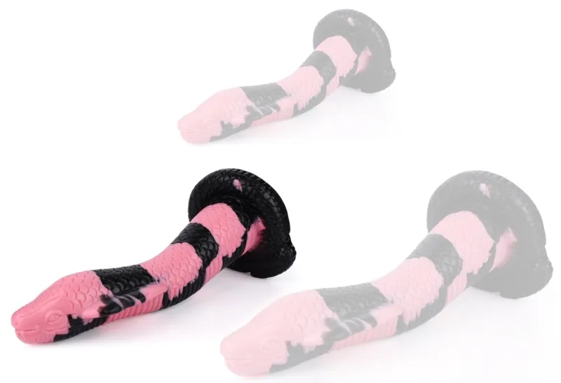 Gode Serpent Silicone COBRA SNAKE M 22 x 6cm Noir-Rose