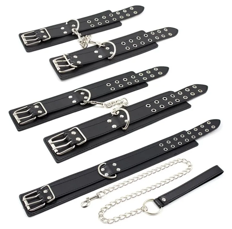 Kit Collier-Laisse et menottes DOUBLE PIN Noir