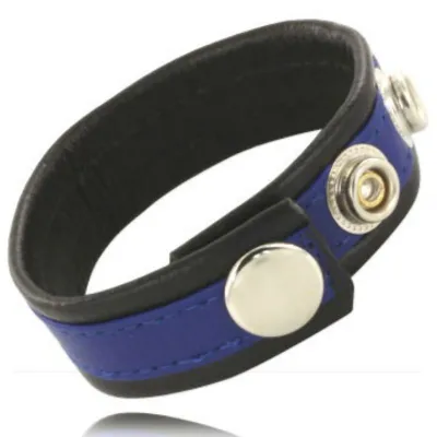 Anneau pénien réglable Leather Body bleu-noir - Metal Hard