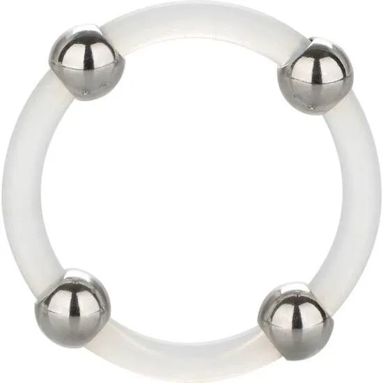 Anneau Pénien Silicone Perlé Acier Large - Calexotics