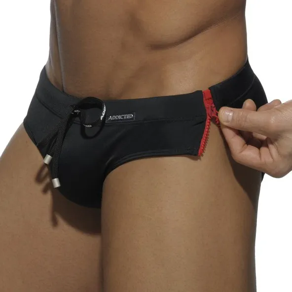Slip de bain Sides Zipper Noir