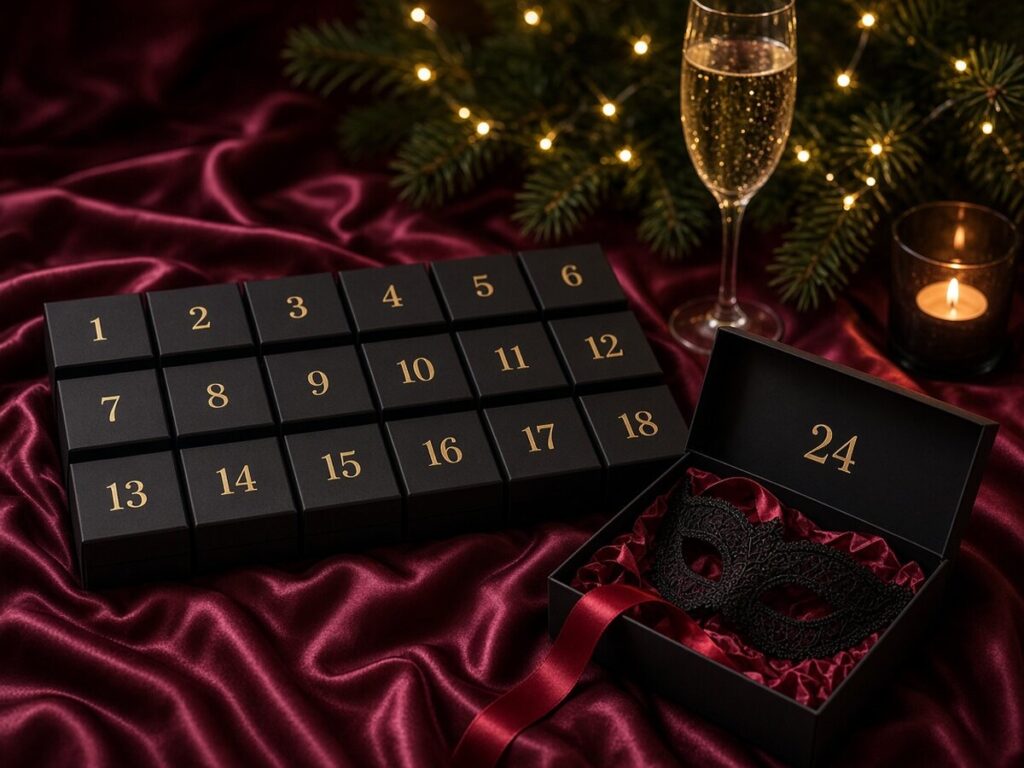 Calendrier de l’avent érotique : coffrets numérotés et masque de dentelle